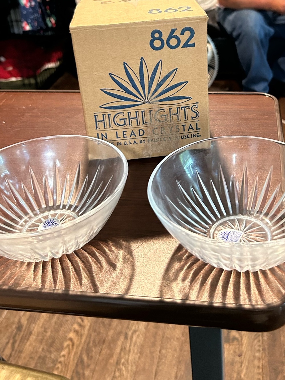 NOS vintage Princess House Clear Lead Crystal Dessert Bowls - Set of 2